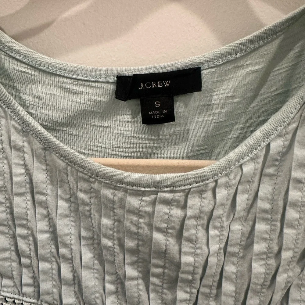 J. Crew Light Blue Blouse with Lace Sleeves - Picture 2 of 5